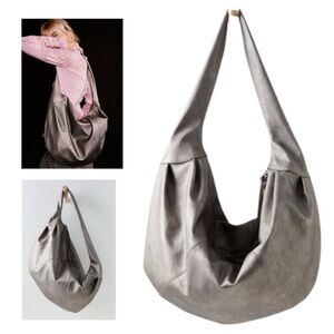 NWT Free People Vegan Leather Oversized Slouchy Carryall Bag - Color Carbon